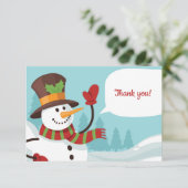 Wave Snowman Dankeschön Card Einladung (Stehend Vorderseite)