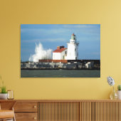 Wave Splash Lighthouse (Sepia) Leinwanddruck (Insitu (Wohnzimmer))