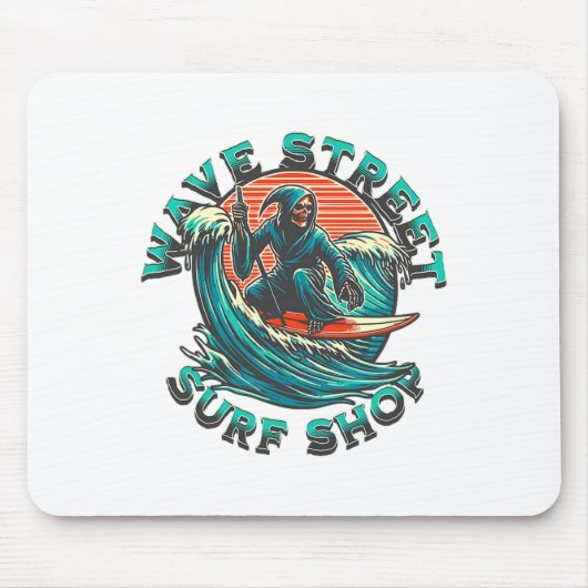 Wave Street Retro Urlaub Strand Surfen Schädel Gra Mousepad (Vorne)