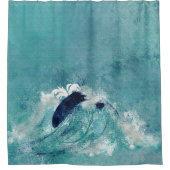 Wave Sublimierung | Nautical Tidal Water Blue Gree Duschvorhang (Vorderseite)