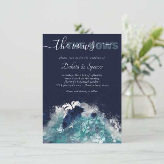 Wave Sublimierung | Nautical Tidal Water Blue Gree Einladung (Stehend Vorderseite)