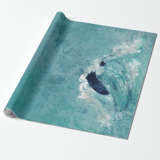 Wave Sublimierung | Nautical Tidal Water Blue Gree Geschenkpapier (Ungerollt)