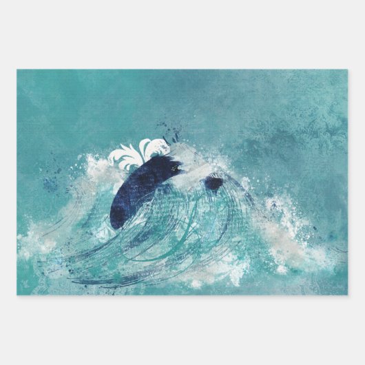 Wave Sublimierung | Nautical Tidal Water Blue Gree Geschenkpapier Set (Vorderseite)