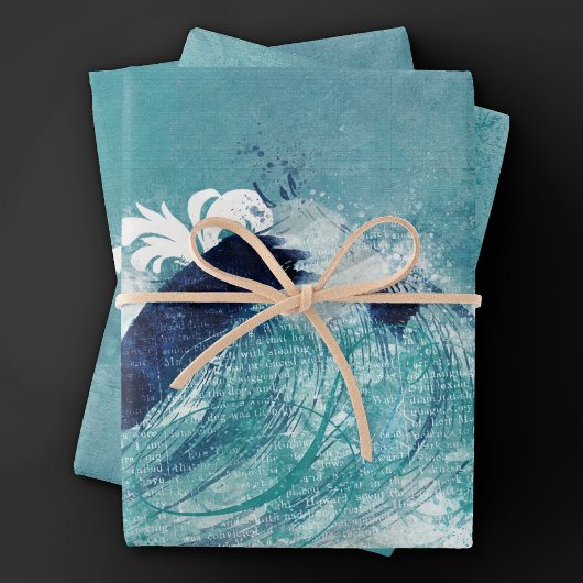 Wave Sublimierung | Nautical Tidal Water Blue Gree Geschenkpapier Set