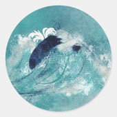 Wave Sublimierung | Nautical Tidal Water Blue Gree Runder Aufkleber (Vorderseite)