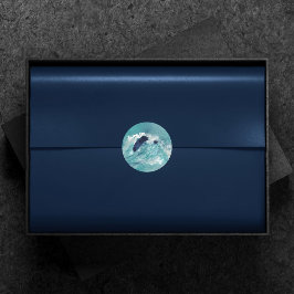 Wave Sublimierung | Nautical Tidal Water Blue Gree Runder Aufkleber