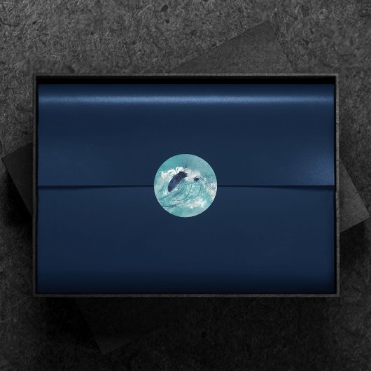 Wave Sublimierung | Nautical Tidal Water Blue Gree Runder Aufkleber