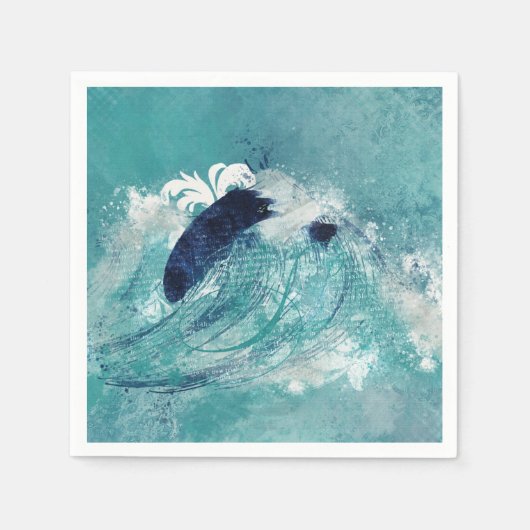 Wave Sublimierung | Nautical Tidal Water Blue Gree Serviette (Vorderseite)