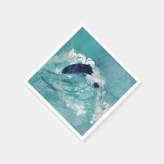 Wave Sublimierung | Nautical Tidal Water Blue Gree Serviette (Ecke)