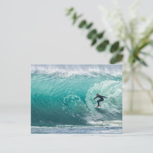 Wave, Surfer, schöne Landschaft Postkarte (Stehend Vorderseite)