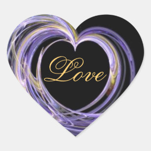 Wave Swept Liebe Fullvoll Fraktal Art Herz-Aufkleber