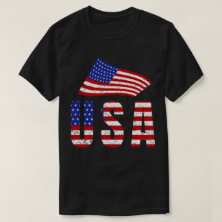 Wave USA Flag Typografie T-Shirt