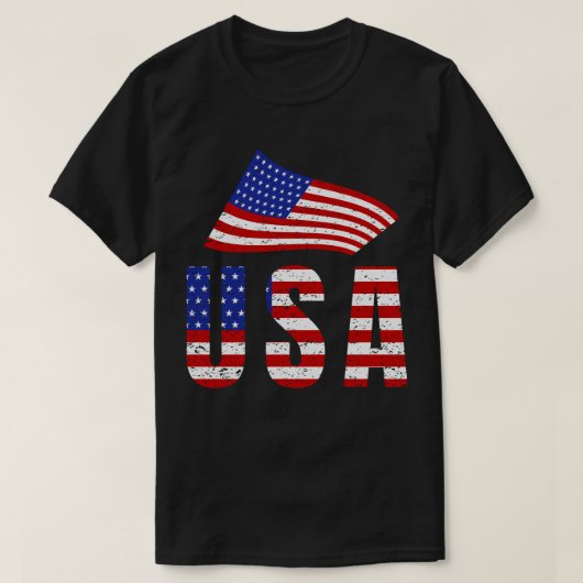 Wave USA Flag Typografie T-Shirt (Design vorne)