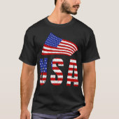 Wave USA Flag Typografie T-Shirt (Vorderseite)