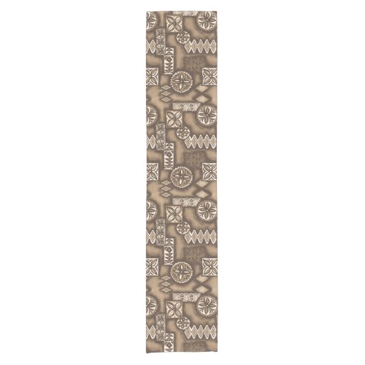 Wave Warrior Hawaiian Primitive Tapa Kurzer Tischläufer (Vorderseite)