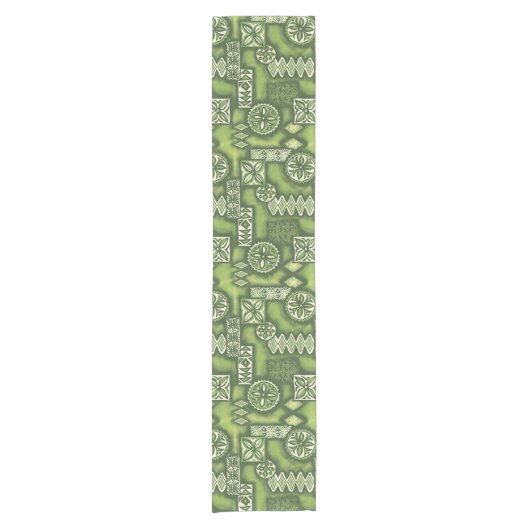 Wave Warrior Hawaiian Primitive Tapa Kurzer Tischläufer (Vorderseite)