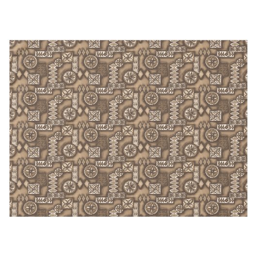 Wave Warrior Hawaiian Primitive Tapa Tischdecke (Vorderseite (Horizontal))