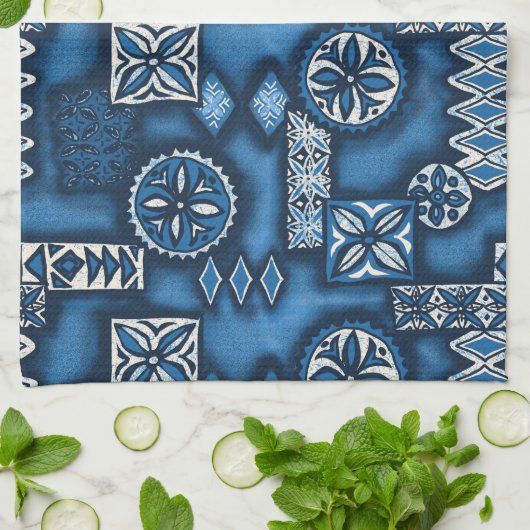 Wave Warrior Hawaiian Tapa Geschirrtuch (Gefaltet)