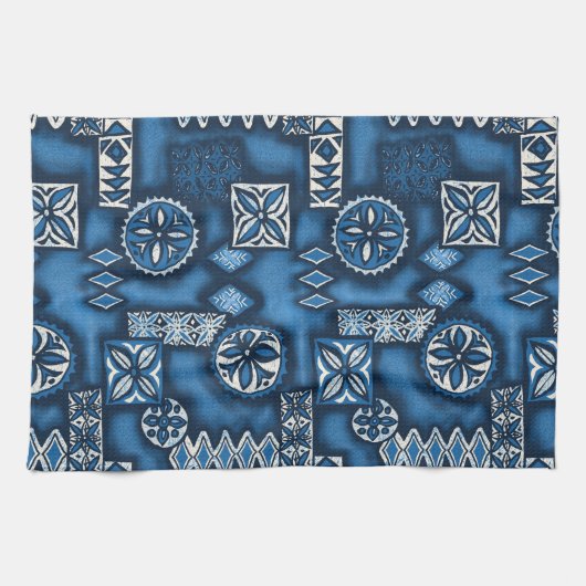 Wave Warrior Hawaiian Tapa Geschirrtuch (Horizontal)