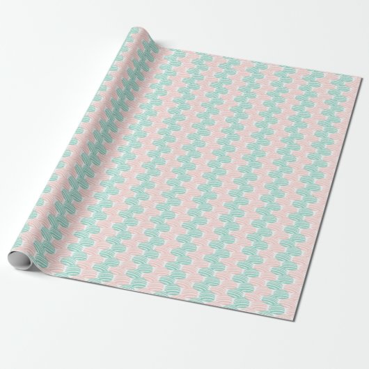Wave Weave in Teal and Flamingo Geschenkpapier (Ungerollt)