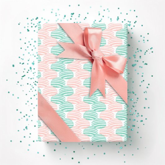 Wave Weave in Teal and Flamingo Geschenkpapier