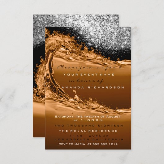 Wave White Brown Moderne Abstrakte Überraschung Ge Einladung (Vorne/Hinten)