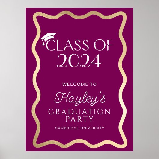 Wave Wine Graduation Party Willkommen Poster (Vorne)