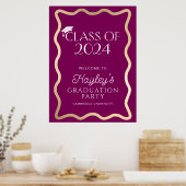 Wave Wine Graduation Party Willkommen Poster (Küche)
