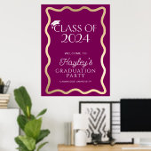 Wave Wine Graduation Party Willkommen Poster (Heimbüro)