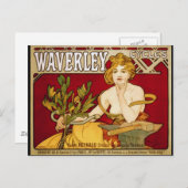 Waverley Cycles - Art Nouveau - Alphonse Mucha Postkarte (Vorne/Hinten)