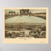 Waverly, NY Panoramic Map - 1881 Poster (Vorne)