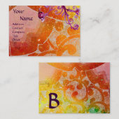 WAVES 2 Monogramm, hellgelb braun lila Visitenkarte (Vorne/Hinten)