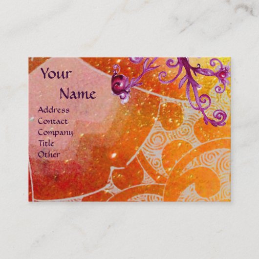 WAVES 2 Monogramm, hellgelb braun lila Visitenkarte (Vorderseite)