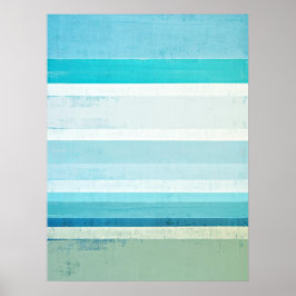 "Waves" Abstrakte Kunst in Blau und Beige Poster