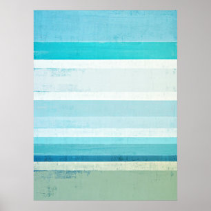 "Waves" Abstrakte Kunst in Blau und Beige Poster