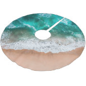Waves am Sandy Beach Polyester Weihnachtsbaumdecke (Schrägansicht)