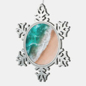 Waves am Sandy Beach Schneeflocken Zinn-Ornament (Rechts)