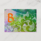 WAVES AMETHYST Monogram, hellgelb orange Visitenkarte (Rückseite)