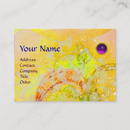 WAVES AMETHYST Monogram, hellgelb orange Visitenkarte (Vorderseite)
