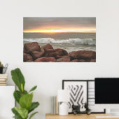 Waves and Boulders 0893 Art Print Poster (Heimbüro)