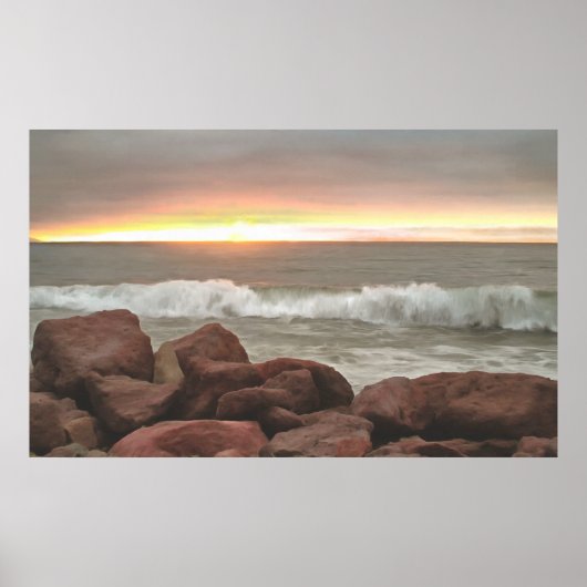 Waves and Boulders 0893 Art Print Poster (Vorne)