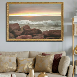 Waves and Boulders 0893 Art Print Poster