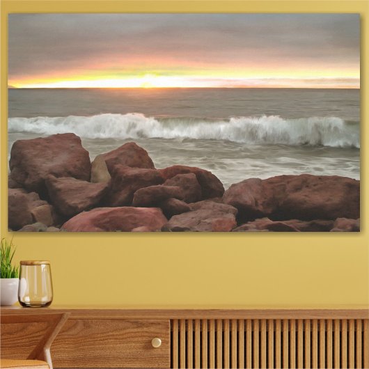 Waves and Boulders 0893 Art Print Poster