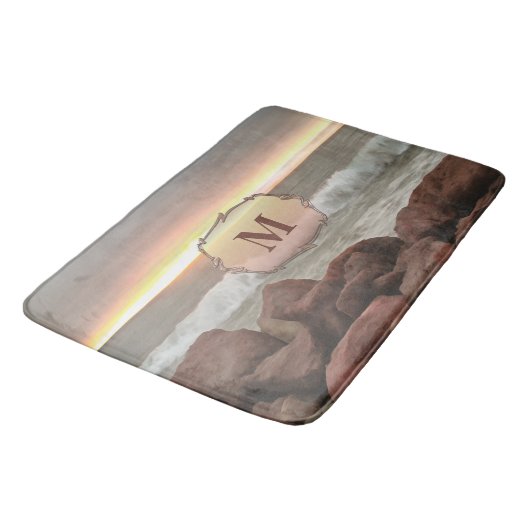 Waves and Boulders 0893 Badematte (Schrägansicht)