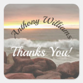 Waves and Boulders Vielen Dank 0893 Quadratischer Aufkleber (Vorderseite)