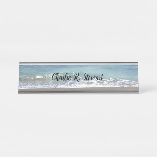 Waves and Sand Beach Desk Name Plate Schreibtischnamensplakette (Vorderseite )
