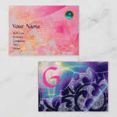 WAVES AQUAMARINE MONOGRAM, hellrosa, lila blau Visitenkarte (Vorne/Hinten)