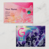 WAVES AQUAMARINE MONOGRAM, hellrosa, lila blau Visitenkarte (Vorne/Hinten)