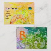 WAVES AQUAMARINE Monogramm, hellgelb orange Visitenkarte (Vorne/Hinten)