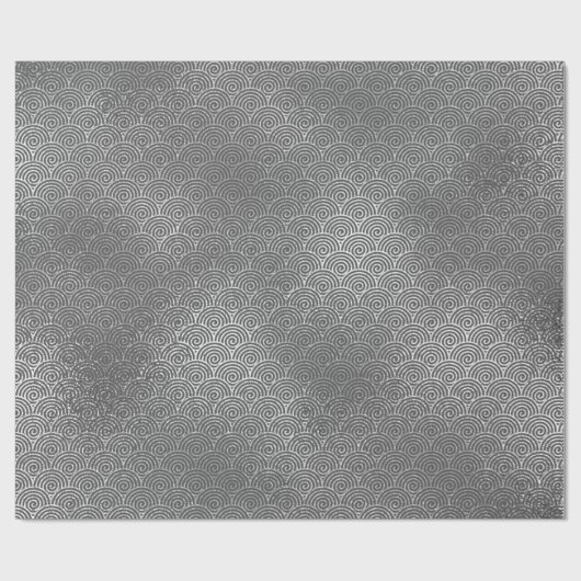 Waves Art Deco Silver Gray Spirale Circles Infinit Geschenkpapier (Flach)